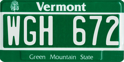 VT license plate WGH672