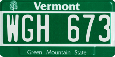 VT license plate WGH673