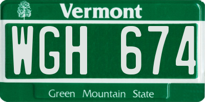 VT license plate WGH674