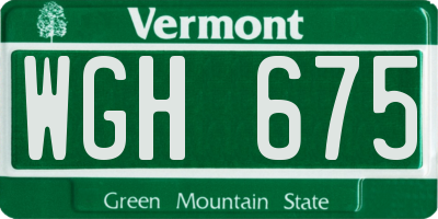 VT license plate WGH675
