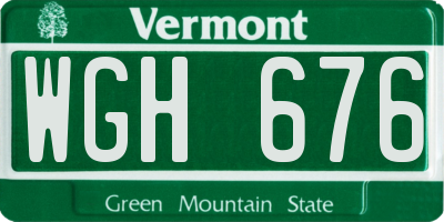 VT license plate WGH676