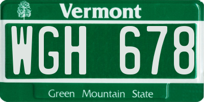 VT license plate WGH678