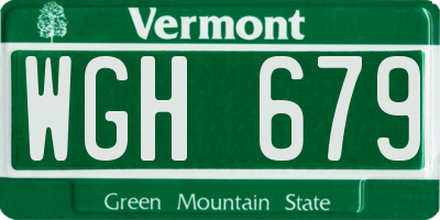 VT license plate WGH679