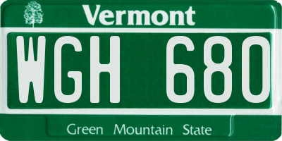 VT license plate WGH680