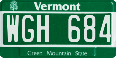 VT license plate WGH684