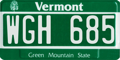 VT license plate WGH685