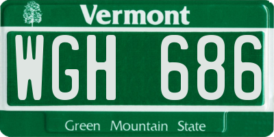 VT license plate WGH686