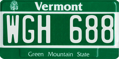 VT license plate WGH688