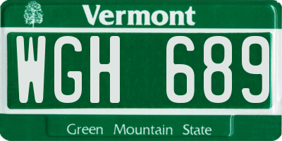VT license plate WGH689