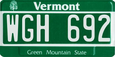 VT license plate WGH692