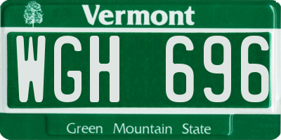 VT license plate WGH696