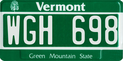 VT license plate WGH698