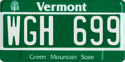 VT license plate WGH699