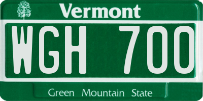 VT license plate WGH700