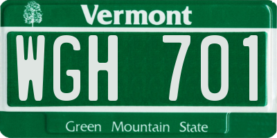 VT license plate WGH701