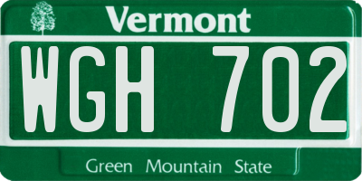VT license plate WGH702