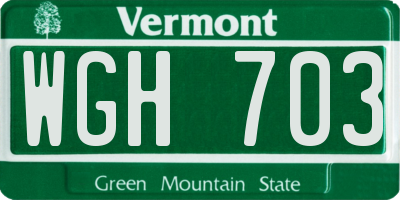 VT license plate WGH703