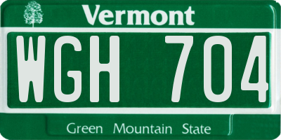 VT license plate WGH704