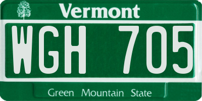 VT license plate WGH705