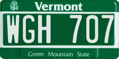 VT license plate WGH707