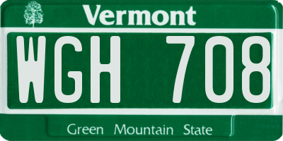 VT license plate WGH708
