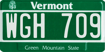 VT license plate WGH709