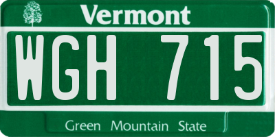 VT license plate WGH715