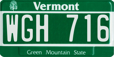VT license plate WGH716
