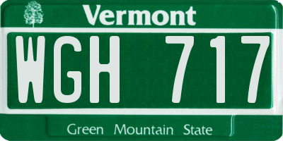 VT license plate WGH717
