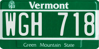 VT license plate WGH718