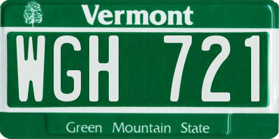 VT license plate WGH721