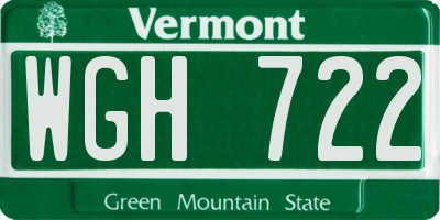 VT license plate WGH722