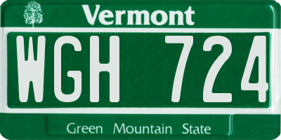 VT license plate WGH724