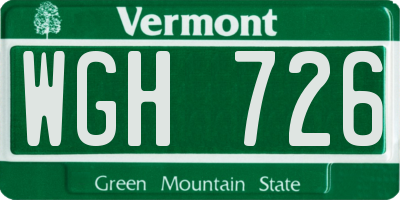 VT license plate WGH726