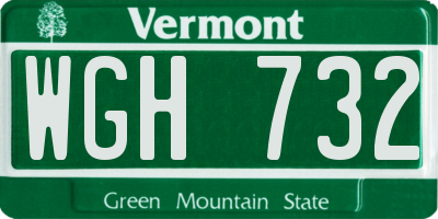 VT license plate WGH732