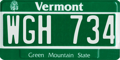 VT license plate WGH734