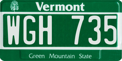 VT license plate WGH735