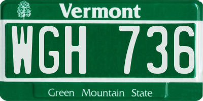 VT license plate WGH736