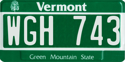 VT license plate WGH743