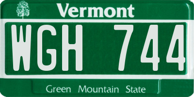 VT license plate WGH744