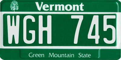 VT license plate WGH745