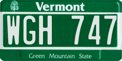 VT license plate WGH747