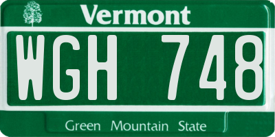 VT license plate WGH748