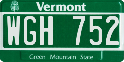 VT license plate WGH752