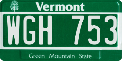 VT license plate WGH753