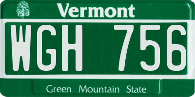 VT license plate WGH756
