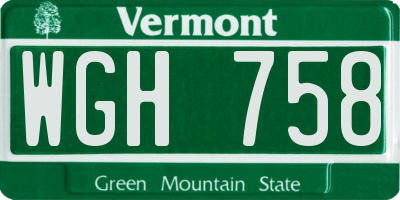 VT license plate WGH758