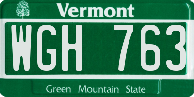 VT license plate WGH763