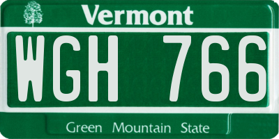 VT license plate WGH766
