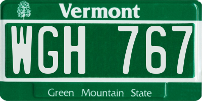 VT license plate WGH767